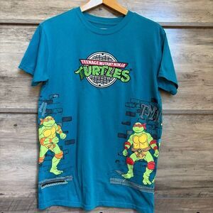 Nickelodeon Teenage Mutant Ninja Turtles Embroidered & Print Blue T-shirt Men's